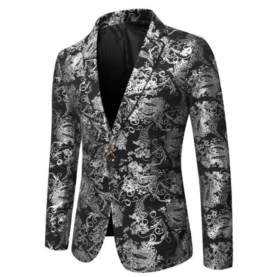 Tailored Fit Notched Lapel Single Breasted One-button Men's Party Jacket