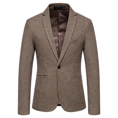 Tailored Fit Notched Lapel Single Breasted One-button Striped Men's Party Jacket