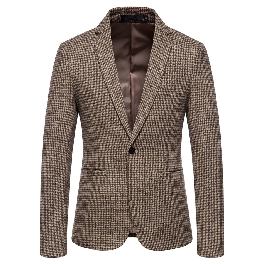 Tailored Fit Notched Lapel Single Breasted One-button Striped Men's Party Jacket