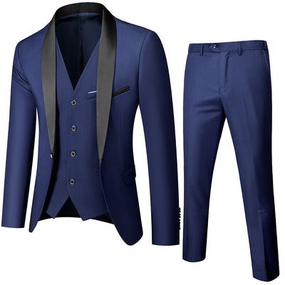 Tailored Fit Shawl Lapel Single Breasted One-button 3 Pieces Patterned Men's Wedding Suits