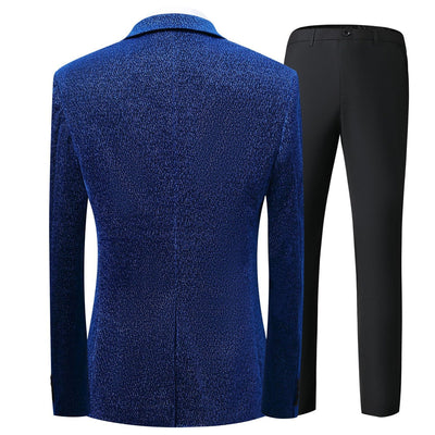 Tailored Fit Peaked Lapel Single Breasted One-button 3 Pieces Patterned Men's Wedding Suits