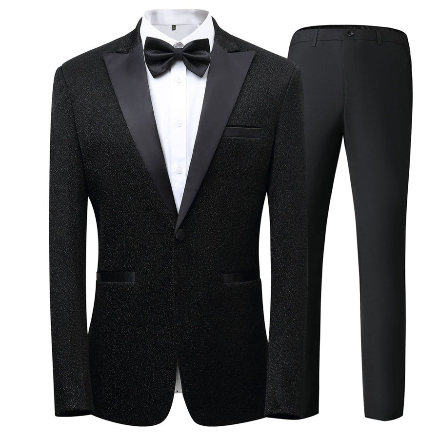 Tailored Fit Peaked Lapel Single Breasted One-button 3 Pieces Patterned Men's Wedding Suits