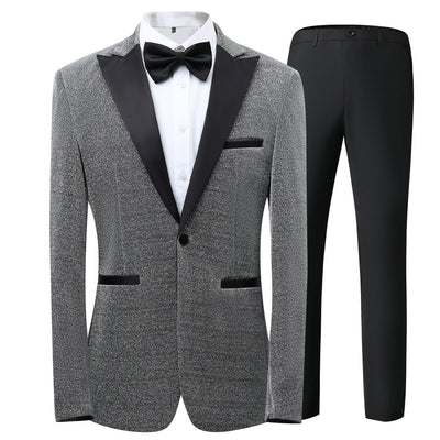 Tailored Fit Peaked Lapel Single Breasted One-button 3 Pieces Patterned Men's Wedding Suits