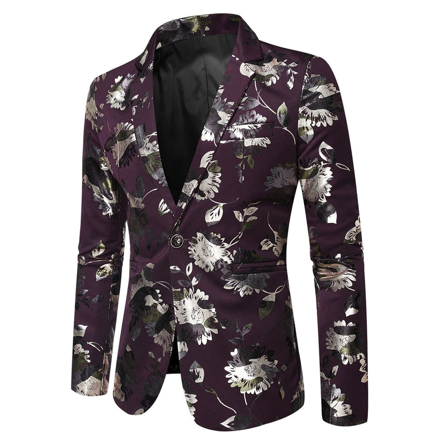 Tailored Fit Notched Lapel Single Breasted One-button Men's Party Jacket