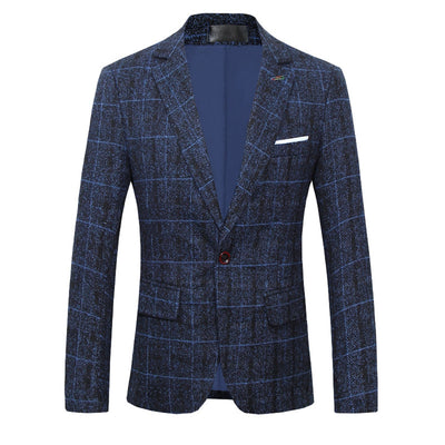 Tailored Fit Notched Lapel Single Breasted One-button Striped Men's Party Jacket