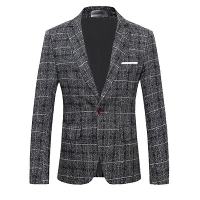 Tailored Fit Notched Lapel Single Breasted One-button Striped Men's Party Jacket