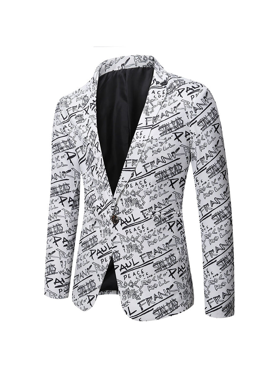 Tailored Fit Notched Lapel Single Breasted One-button Men's Party Jacket