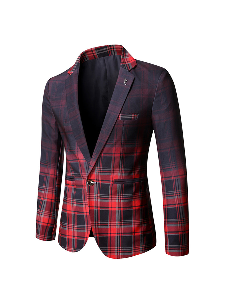 Tailored Fit Notched Lapel Single Breasted One-button Striped Men's Party Jacket