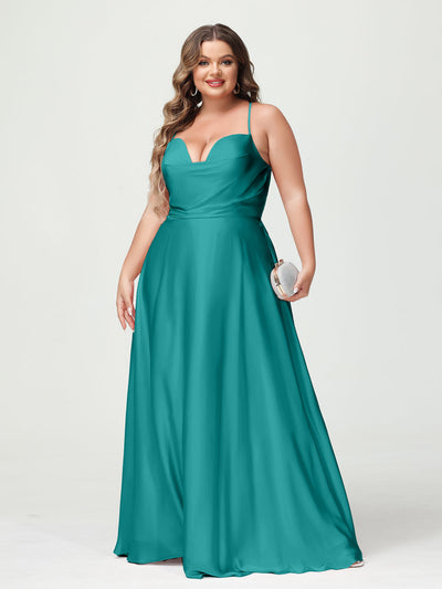 A-Line/Princess Spaghetti Straps Sleeveless Plus Size Bridesmaid Dresses