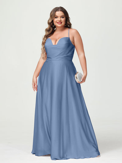 A-Line/Princess Spaghetti Straps Sleeveless Plus Size Bridesmaid Dresses