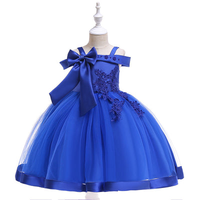 Ball Gown Off-the-Shoulder Sleeveless Flower Girl Dresses with Appliques & Bow Knot