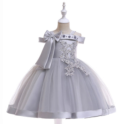 Ball Gown Off-the-Shoulder Sleeveless Flower Girl Dresses with Appliques & Bow Knot