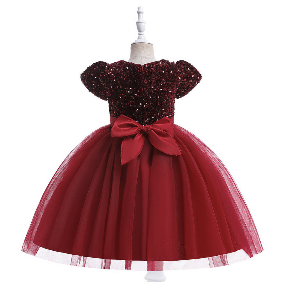 Ball Gown Scoop Short Sleeves Flower Girl Dresses with Belt