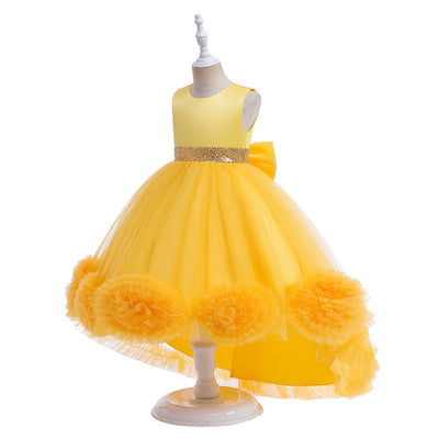 Ball Gown Scoop Hi-Low Ruffled Flower Girl Dresses with Bowknot