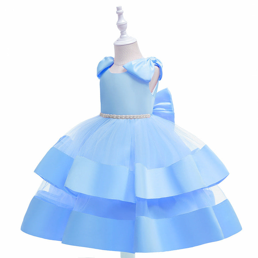 Princess Ball Gown Scoop Tiered Flower Girl Dresses with Pearls