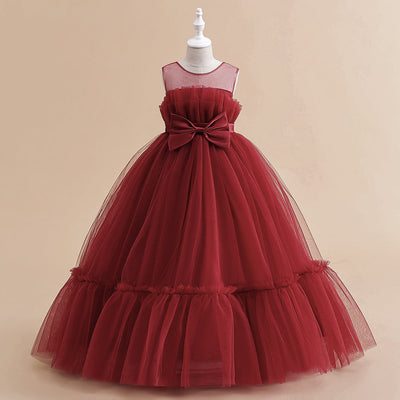 A-Line/Princess Illusion Scoop Flower Girl Dresses with Bow