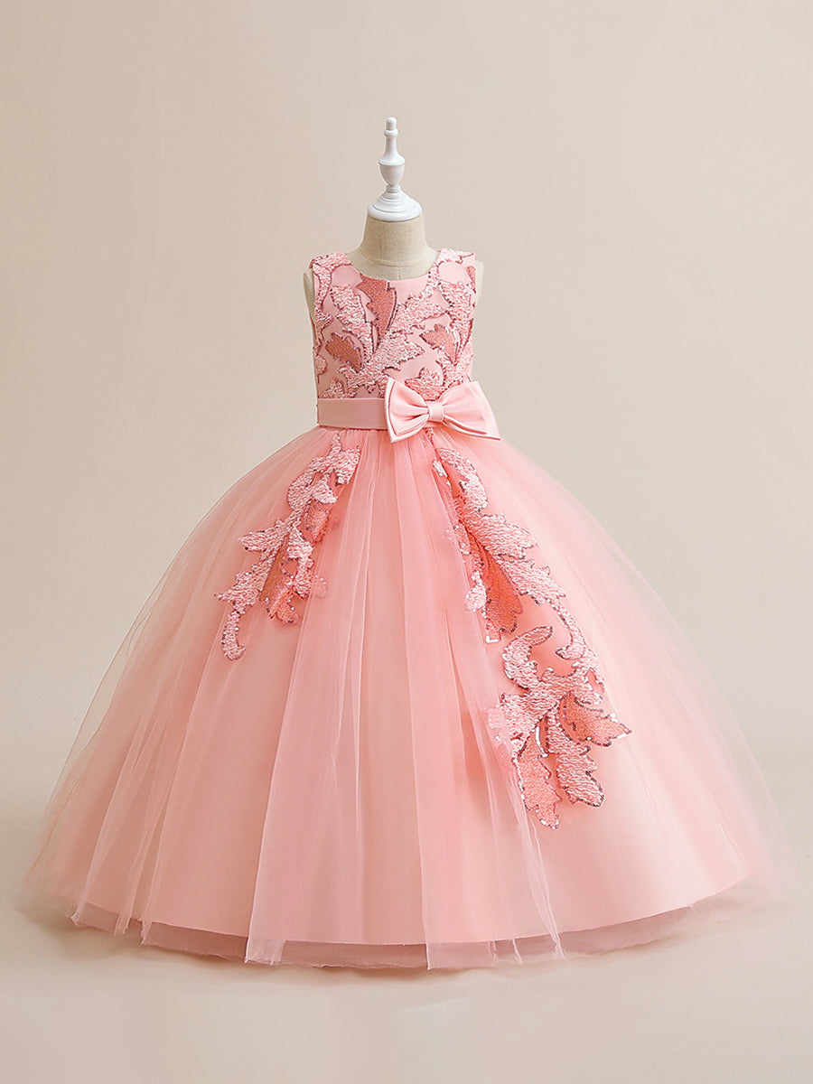 A-Line/Princess Scoop Sleeveless Flower Girl Dresses with Sequins