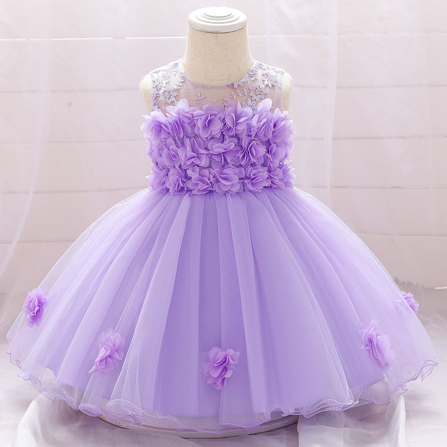 Ball Gown Scoop Sleeveless Flower Girl Dresses with Solid Flowers