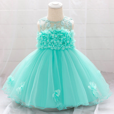 Ball Gown Scoop Sleeveless Flower Girl Dresses with Solid Flowers