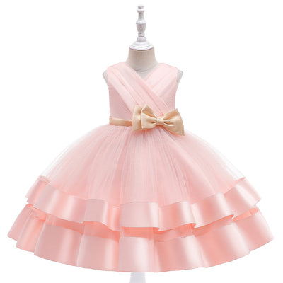 Ball Gown V-Neck Sleeveless Flower Girl Dresses with Bow Knot