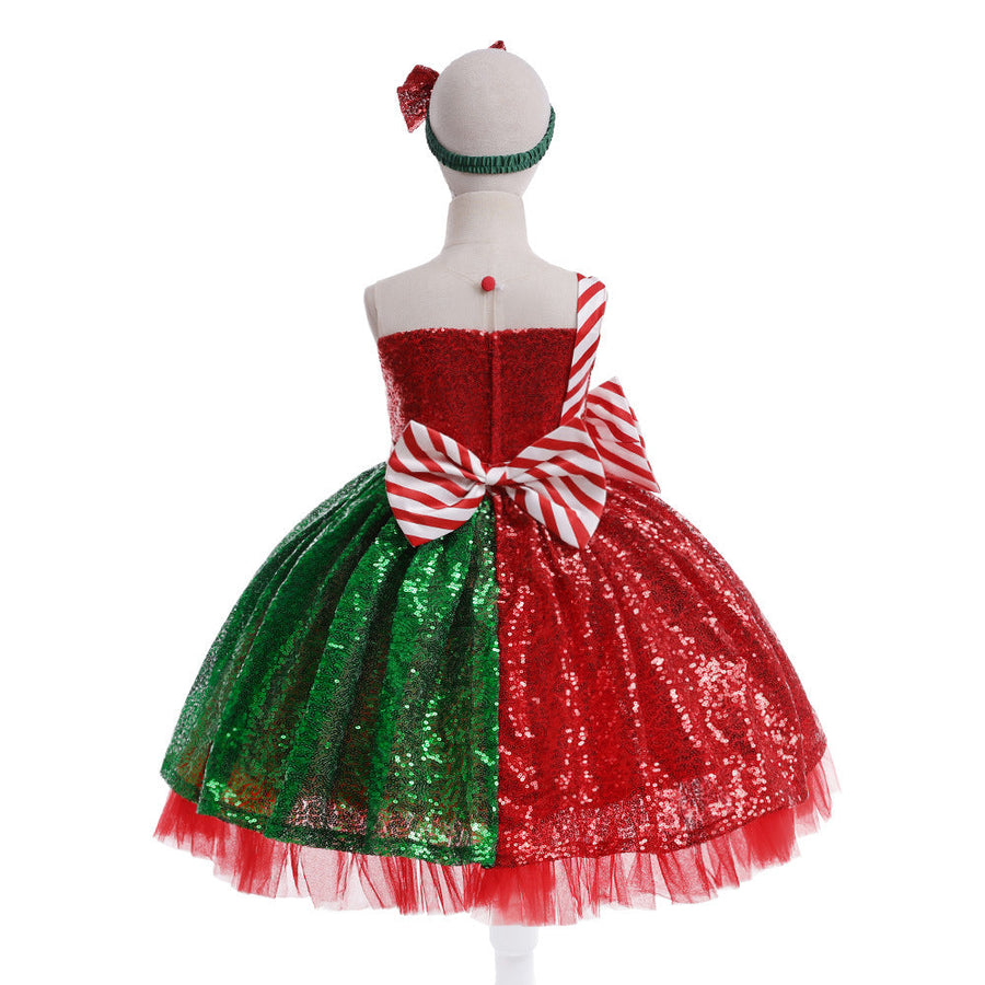 Ball Gown Scoop Sleeveless Christmas Dresses for Girls with Bow Knot