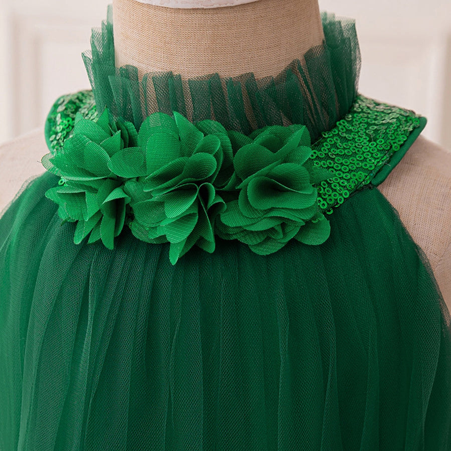 Ball Gown Halter Sleeveless Christmas Dresses for Girls with Bow Knot