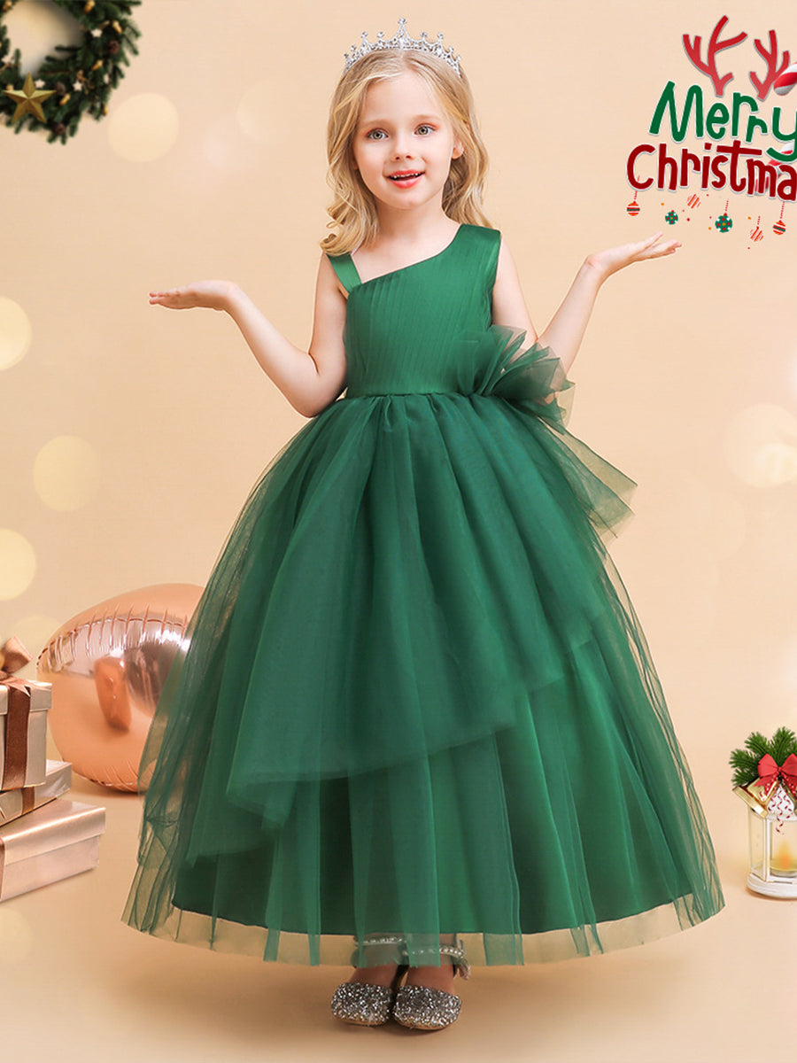 A-Line/Princess Asymmetrical Sleeveless Christmas Dresses with Sash