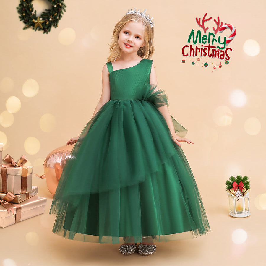 A-Line/Princess Asymmetrical Sleeveless Christmas Dresses with Sash