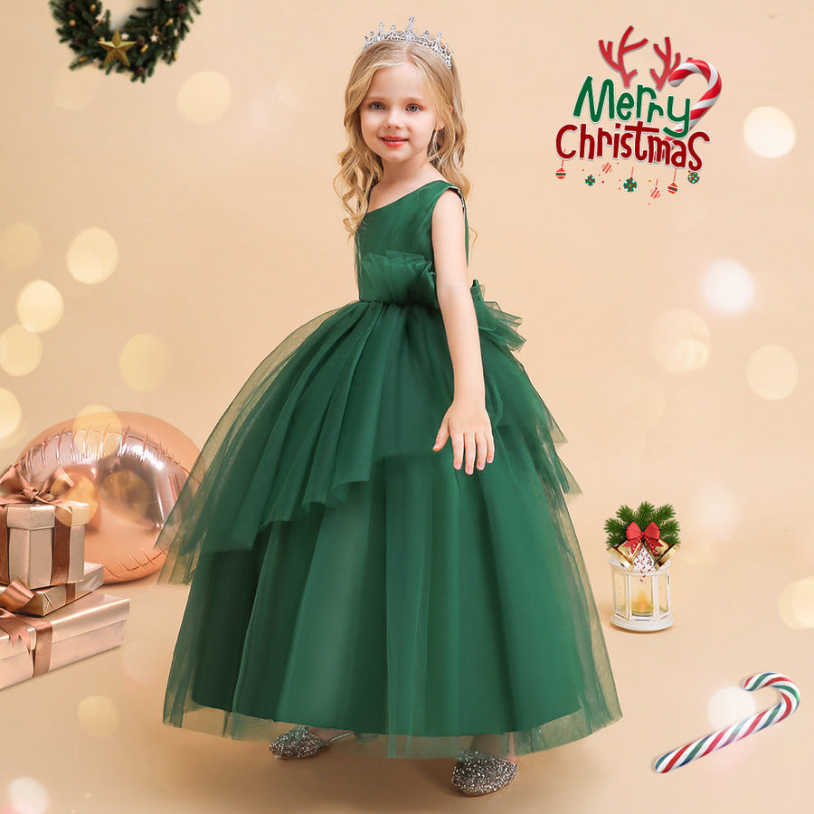 A-Line/Princess Asymmetrical Sleeveless Christmas Dresses with Sash