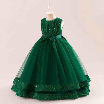 A-Line/Princess Scoop Sleeveless Christmas Dresses for Girls with Sequins