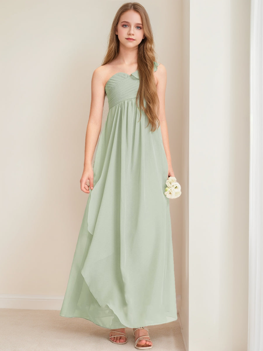 A-Line/Princess One-Shoulder Sleeveless Ruffles Junior Bridesmaid Dresses