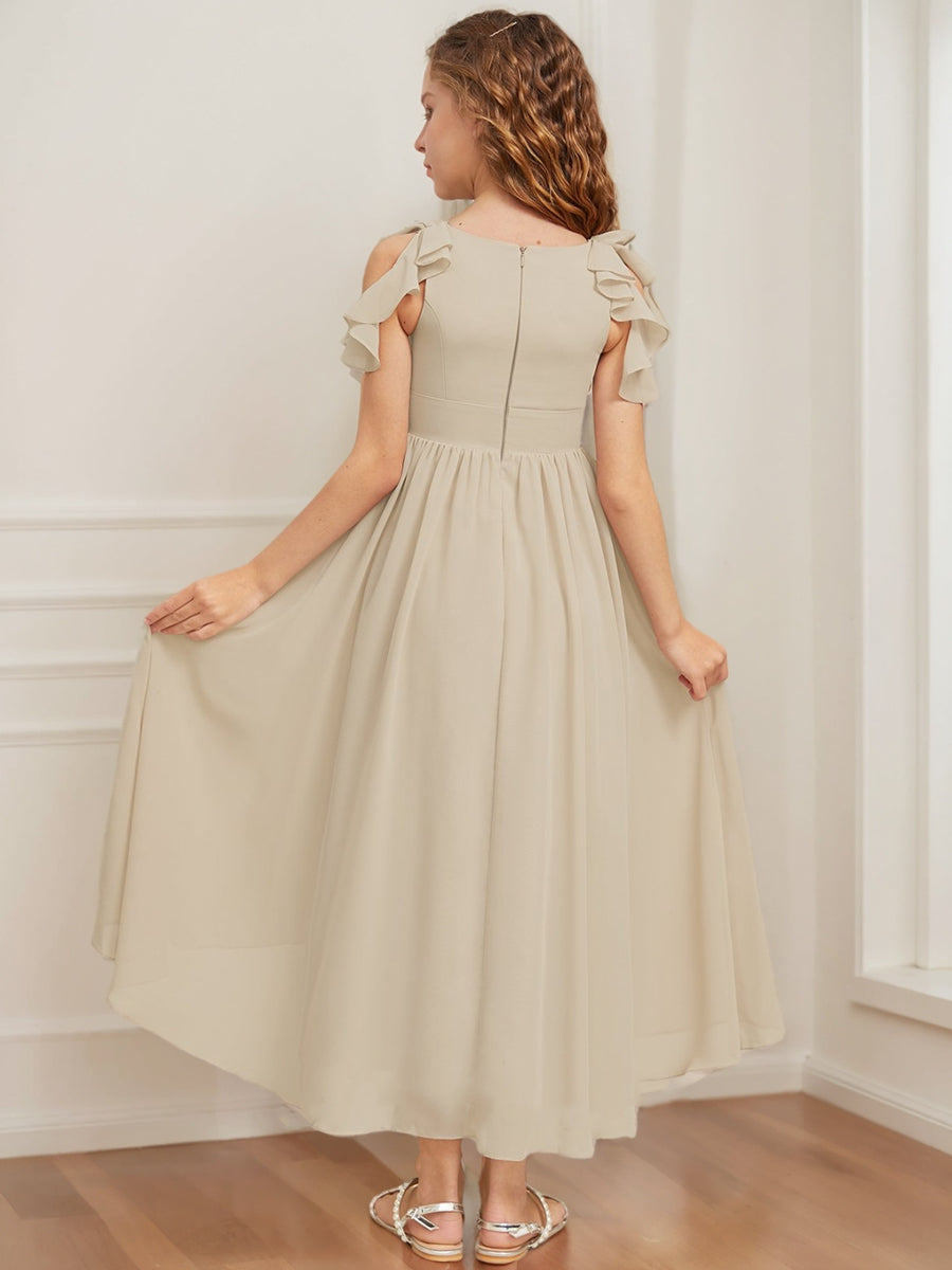 A-Line/Princess Scoop Sleeveless Ruffles Junior Bridesmaid Dresses