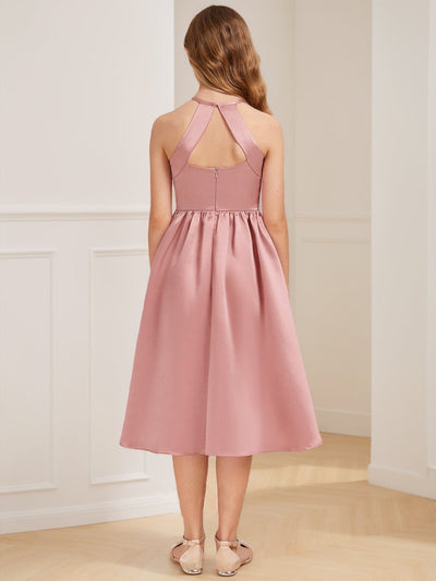 A-Line/Princess Halter Sleeveless Ruched Junior Bridesmaid Dresses