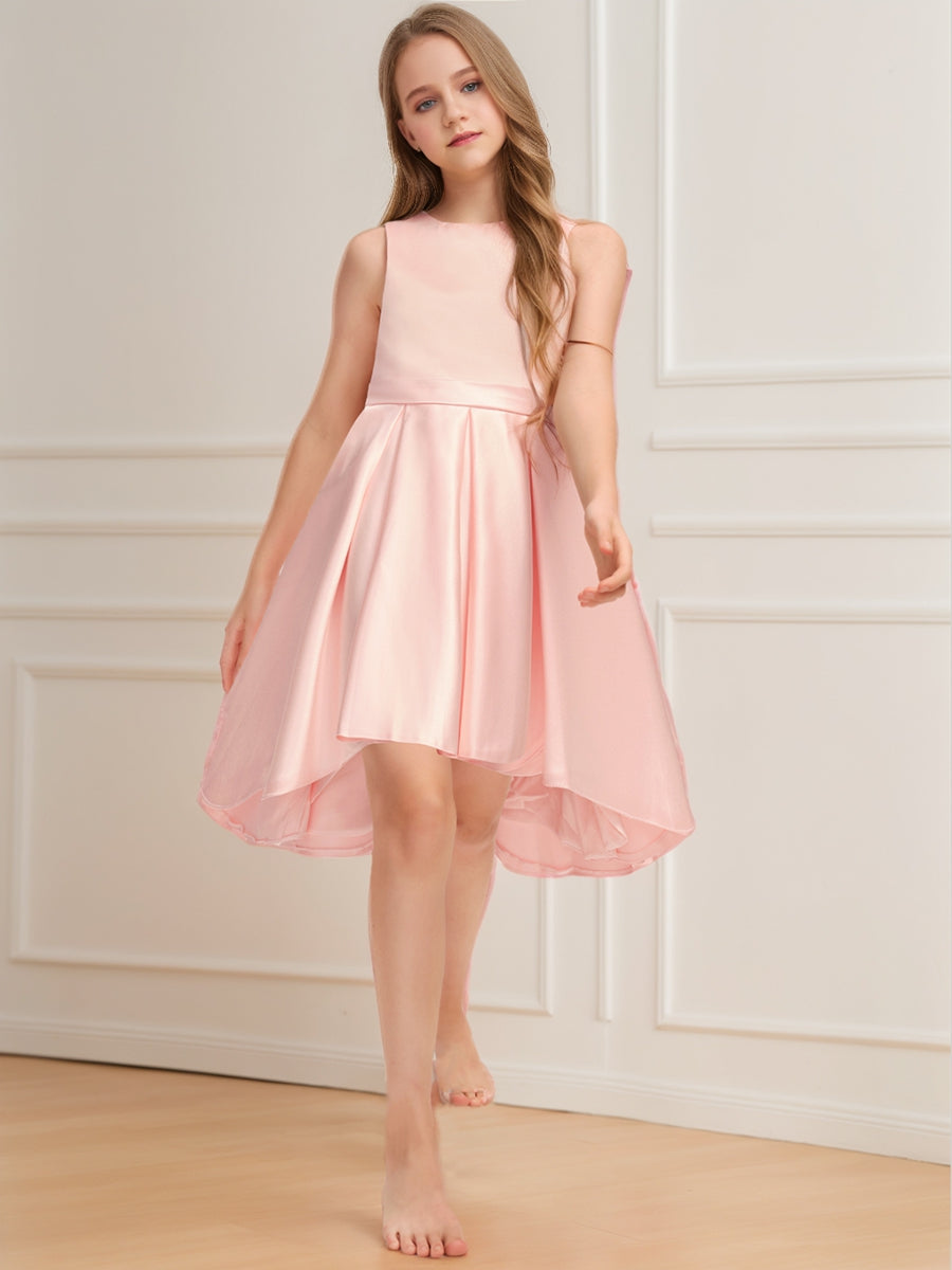 A-Line/Princess Scoop Sleeveless Ruched Junior Bridesmaid Dresses