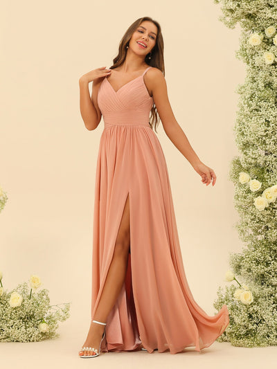 A-Line/Princess Floor-Length Spaghetti Straps Ruffles Bridesmaid Dresses