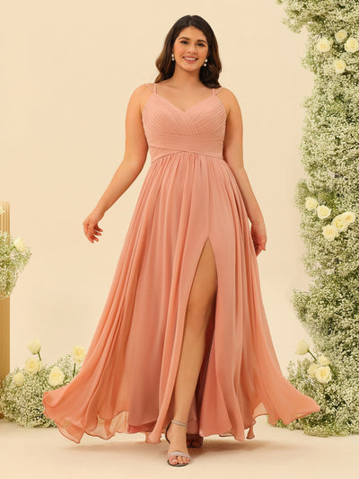 A-Line/Princess Floor-Length Spaghetti Straps Ruffles Bridesmaid Dresses