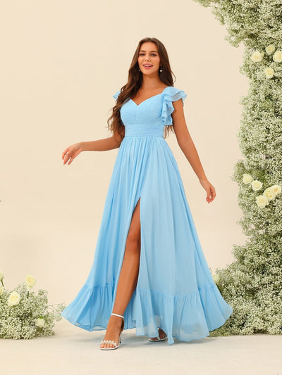 A-Line/Princess Ankle-Length Sleeveless Bridesmaid Dresses With Ruffles