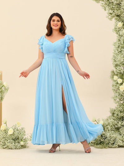 A-Line/Princess Ankle-Length Sleeveless Bridesmaid Dresses With Ruffles