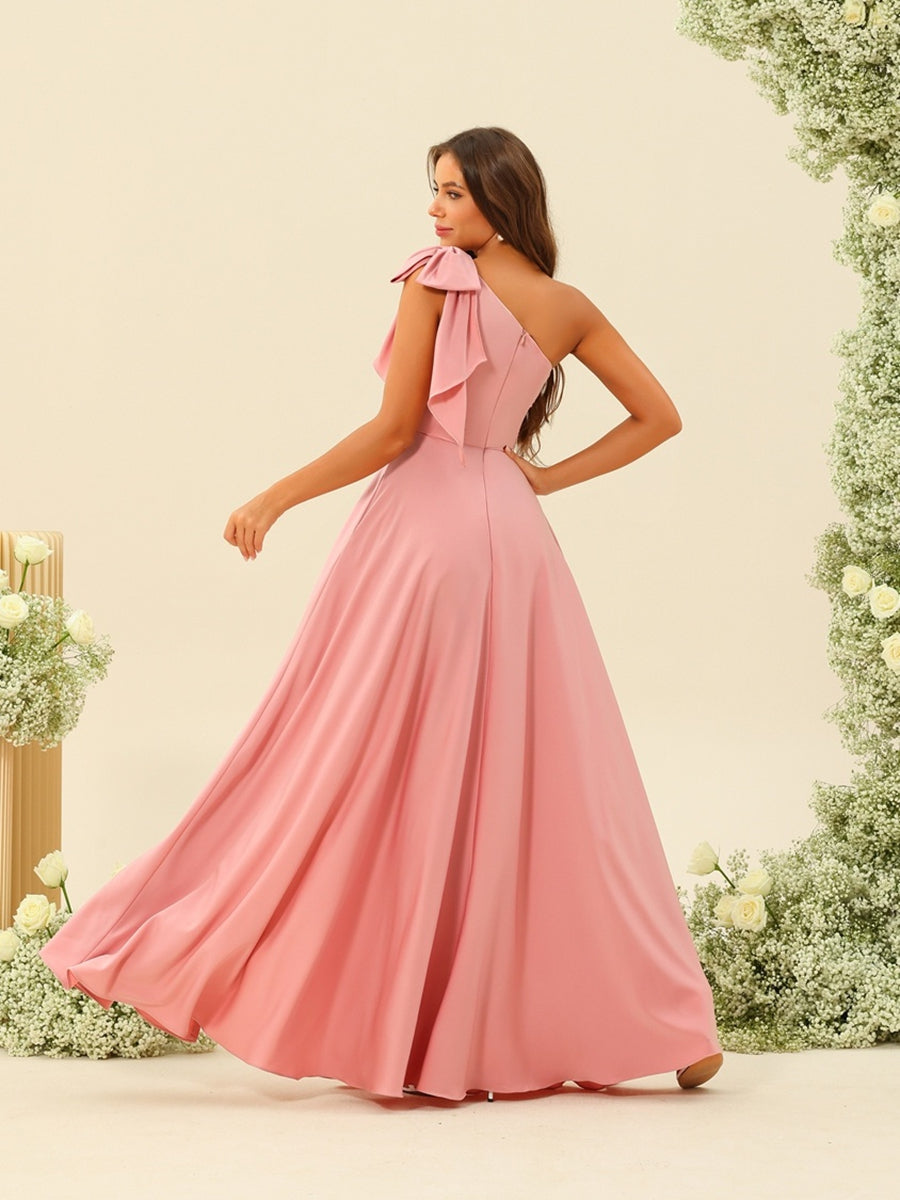 A-Line/Princess One-Shoulder Split Side Bridesmaid Dresses