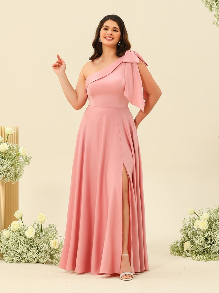 A-Line/Princess One-Shoulder Split Side Bridesmaid Dresses