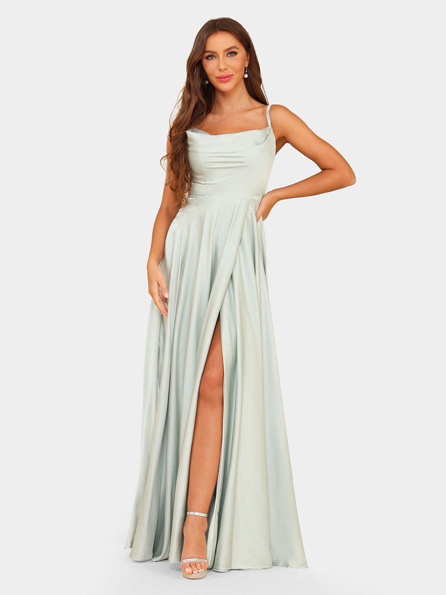 A-Line/Princess Spaghetti Straps Sleeveless Evening Dresses with Split Side