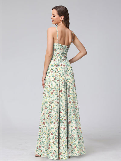 A-Line/Princess Halter Sleeveless Ruched Floral Bridesmaid Dresses