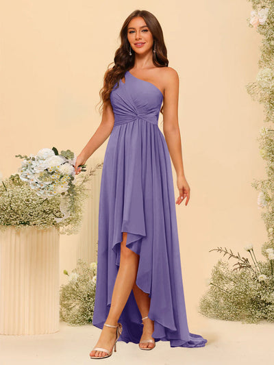 A-line/Princess One-The-Shoulder Asymmetrical Long Bridesmaid dresses