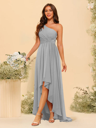 A-line/Princess One-The-Shoulder Asymmetrical Long Bridesmaid dresses