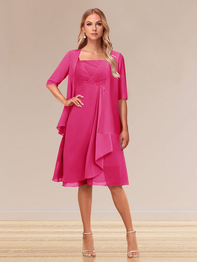 A-Line/Princess Half Sleeves Formal Evening Dresses With Ruffles & Jacket