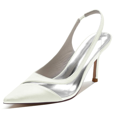 Women's Silk Satin With Stiletto Heel Closed Toe Wedding Shoes