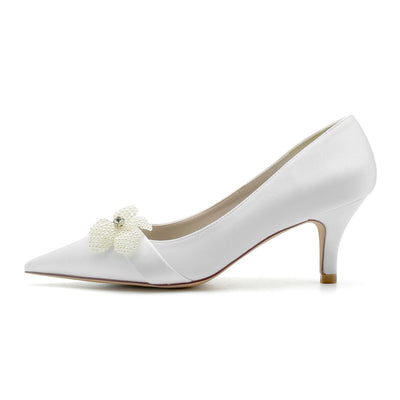 Women's Flower Closed Toe Silk Satin With Stiletto Heel Wedding Shoes