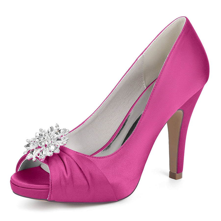 Women's Ankle Rhinestone Peep Toe Silk Satin With Stiletto Heel Party Shoes