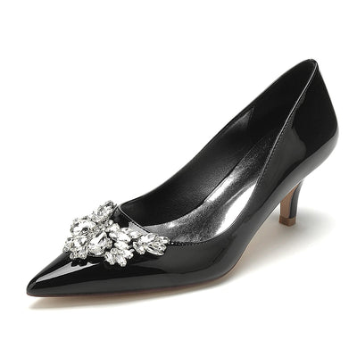 Women's Patent Leather Mirror Finish With Rhinestone Closed Toe Stiletto Heel Evening Shoes