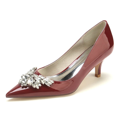 Women's Patent Leather Mirror Finish With Rhinestone Closed Toe Stiletto Heel Evening Shoes